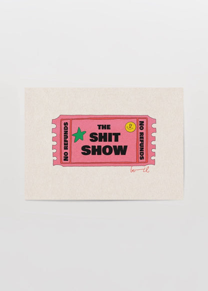 Vibrant illustration of a ticket with the text &