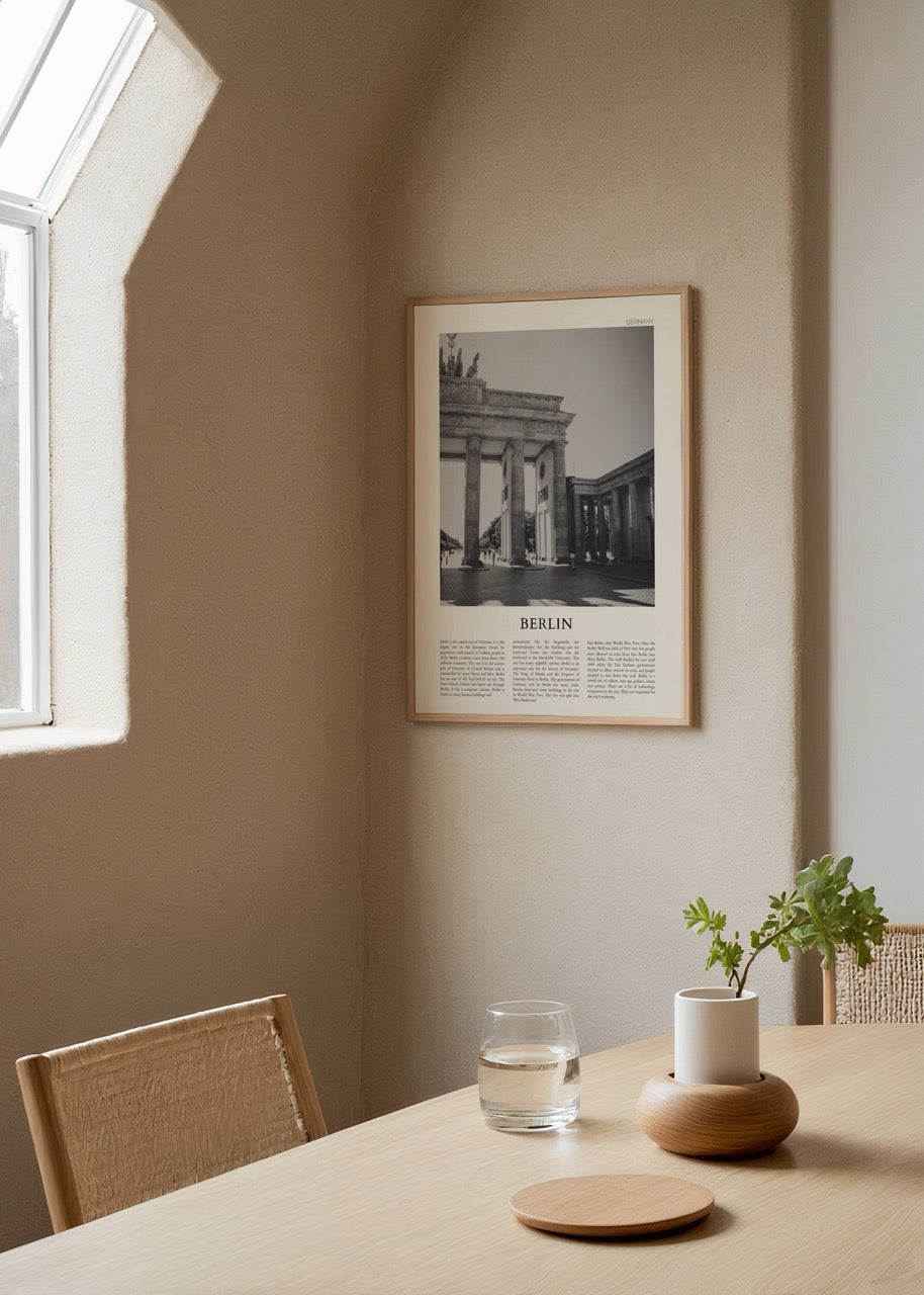 Black and white poster of the Brandenburg Gate in Berlin