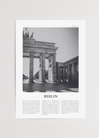 Black and white poster of the Brandenburg Gate in Berlin