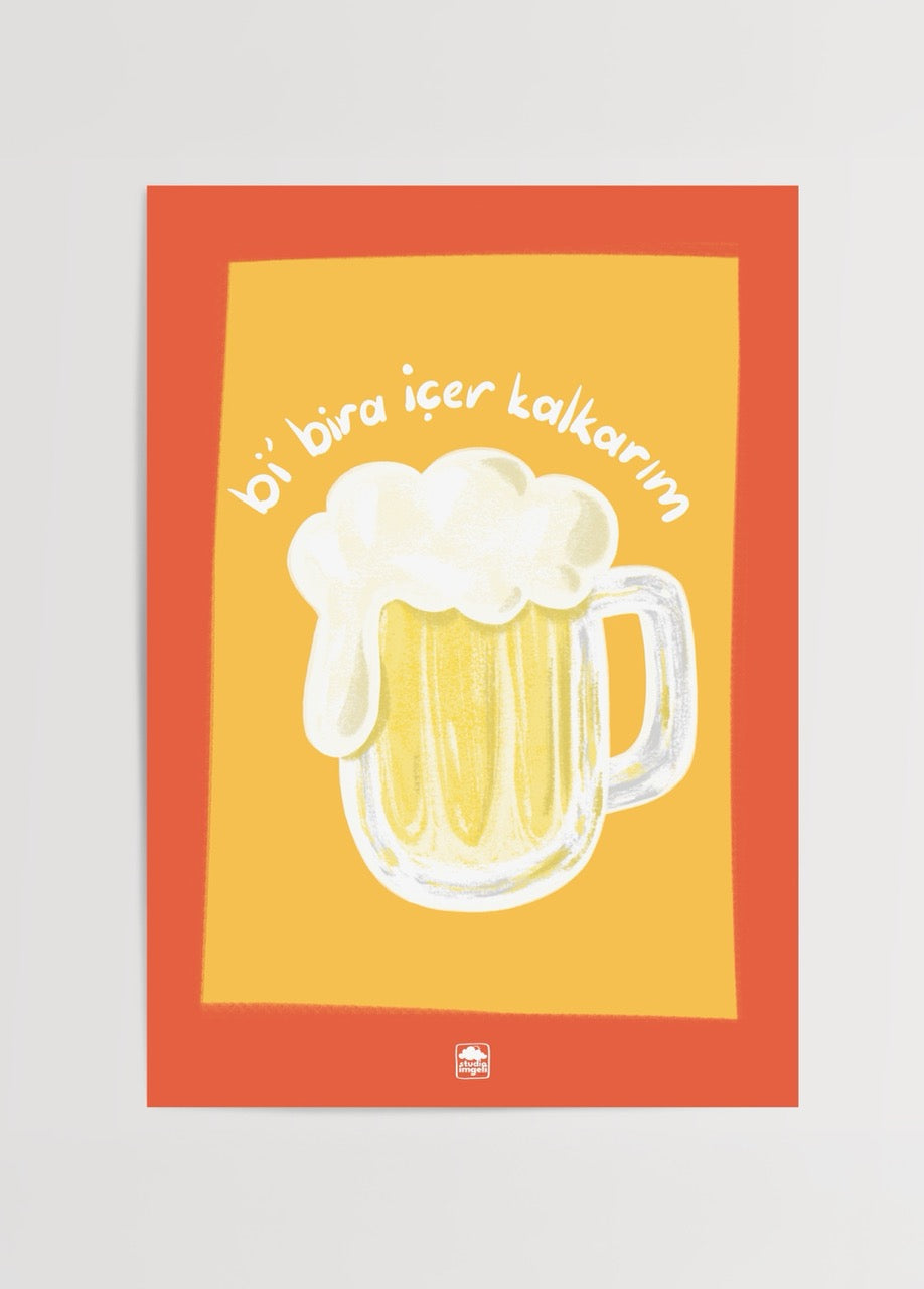 Vibrant poster print of a beer mug on a colourful background.