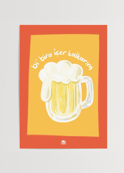 Vibrant poster print of a beer mug on a colourful background.