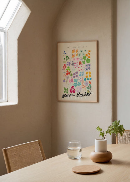A vibrant floral illustration poster inspired by Mexican blossoms.