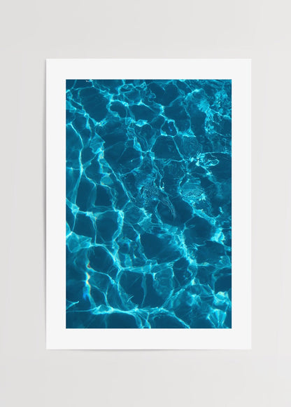 A tranquil blue water reflection poster for serene interior decor.