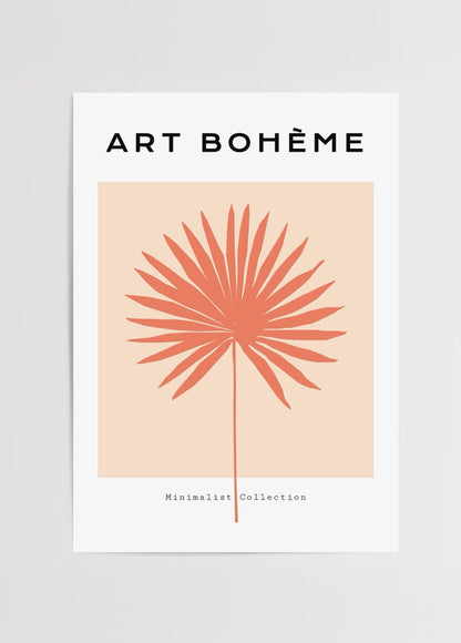 Minimalist print of a palm leaf in a chic bohemian style.