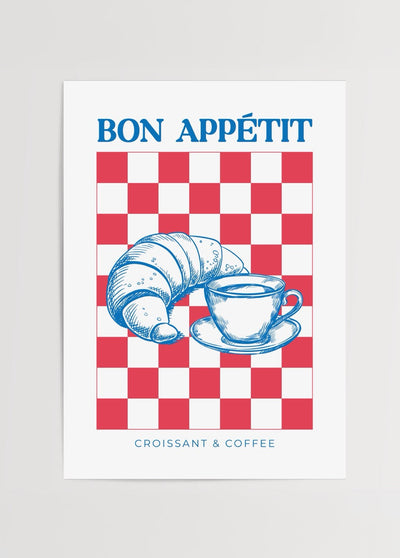 Bon Appétit – Croissant & Coffee Poster Print