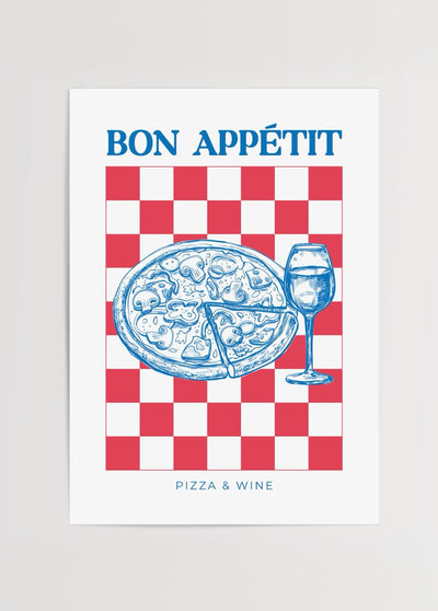 Bon Appétit – Pizza & Wine Poster Print