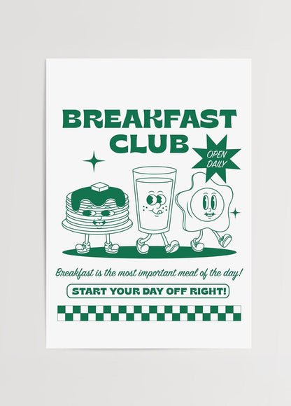 Retro Diner Breakfast Club illustration featuring fun breakfast characters.