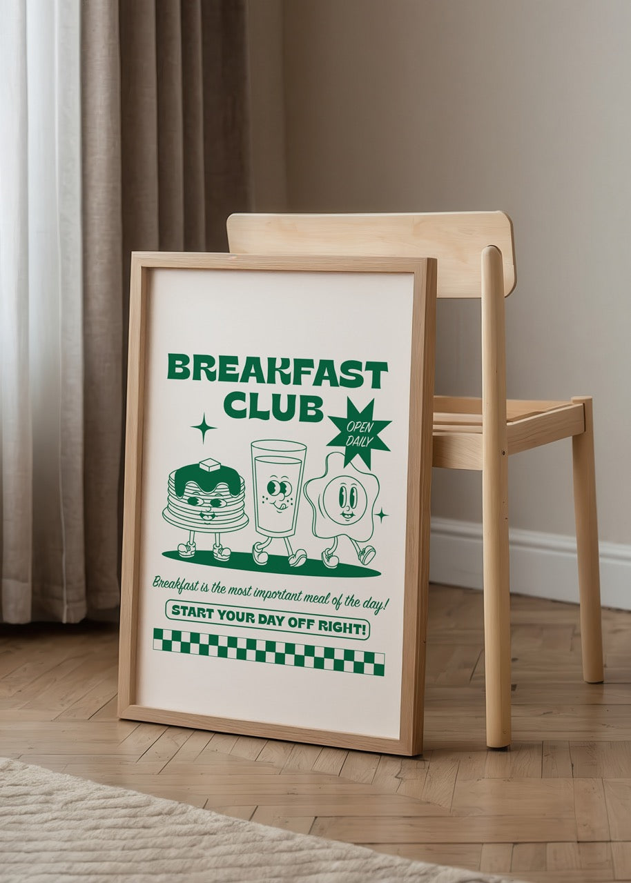 Retro Diner Breakfast Club illustration featuring fun breakfast characters.