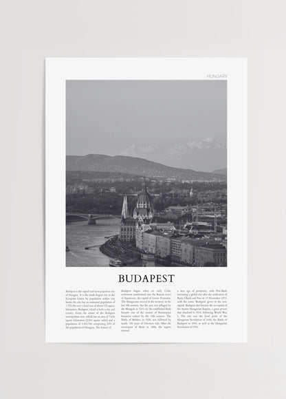 Monochrome poster of Budapest showcasing its architectural beauty and historical significance.