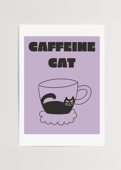 Caffeine Cat Poster Print
