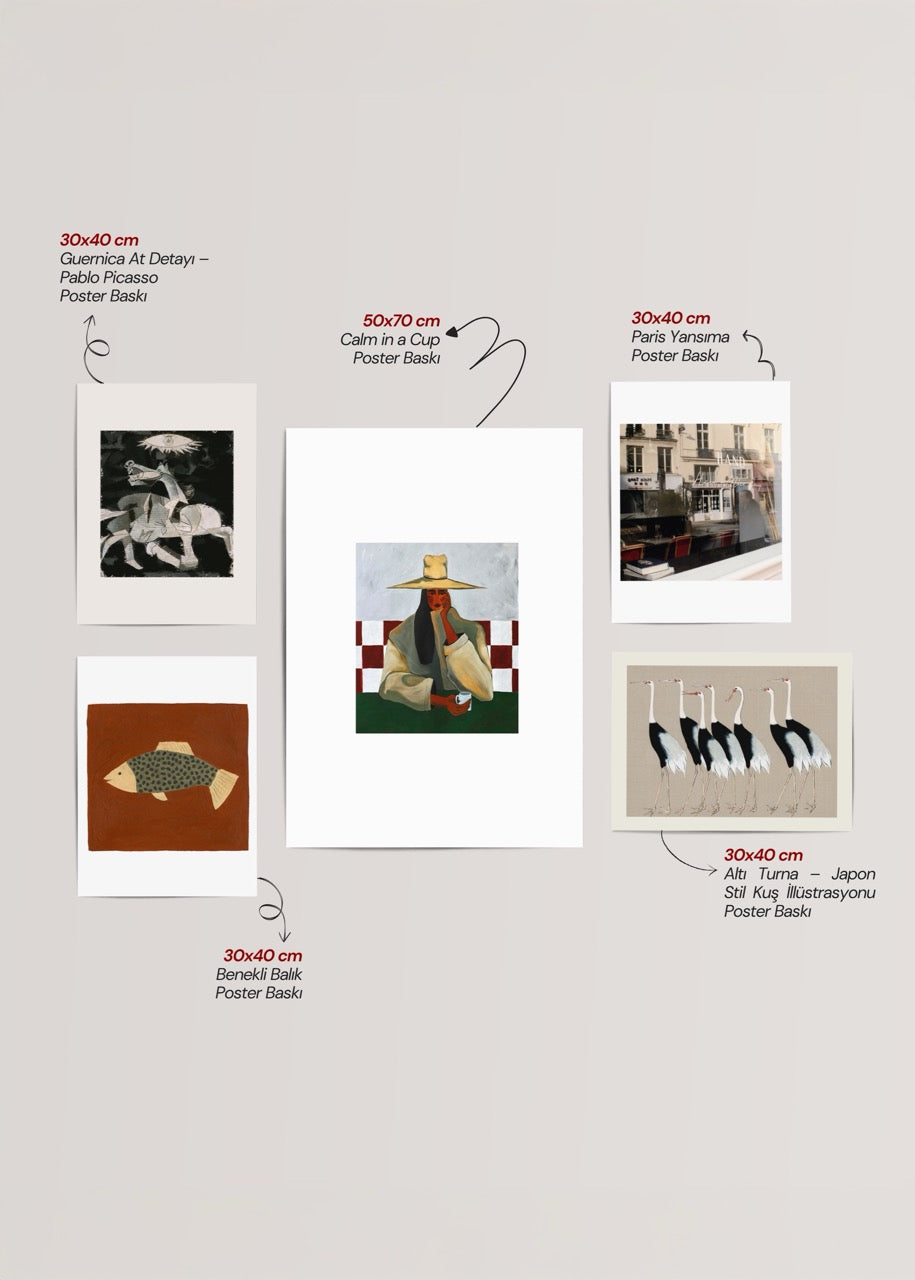 A stylish gallery wall art set featuring calming and cultural designs.