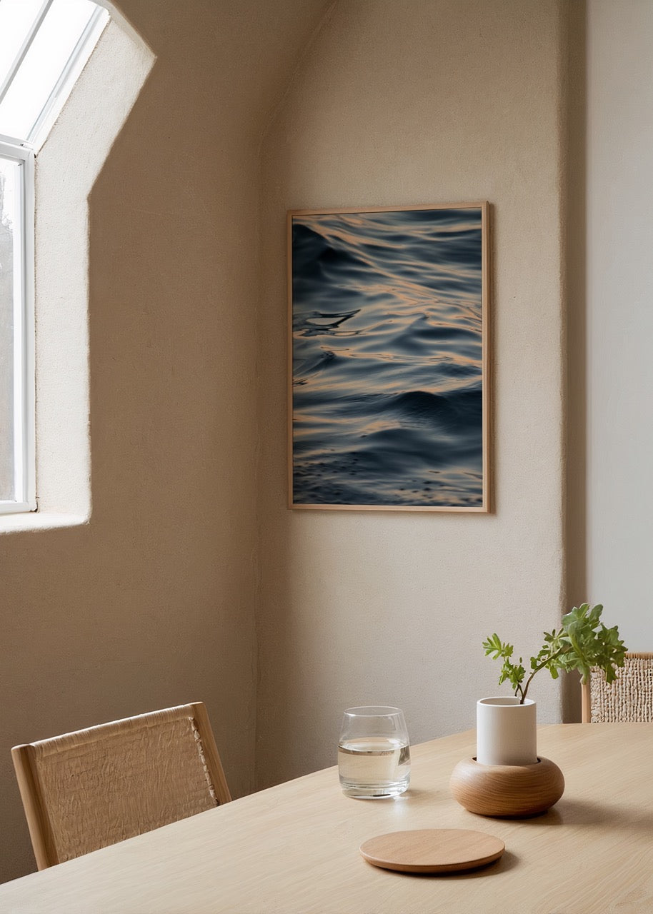 A calming depiction of ocean waves, perfect for wall art.