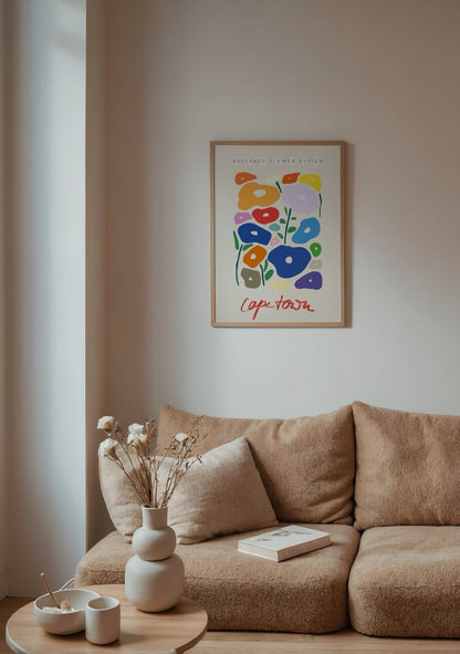 Vibrant abstract floral wall art inspired by Cape Town.