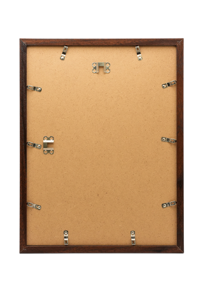 Elegant walnut frame designed to enhance wall art and interior styling.