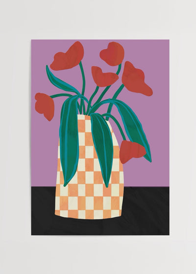 Checkerboard Vase Still Life Poster Print