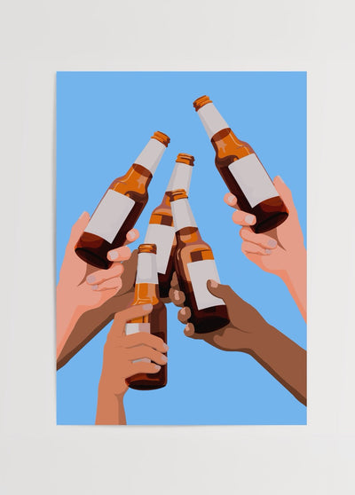 Cheers Beer Poster Print – Cheers With Bottles