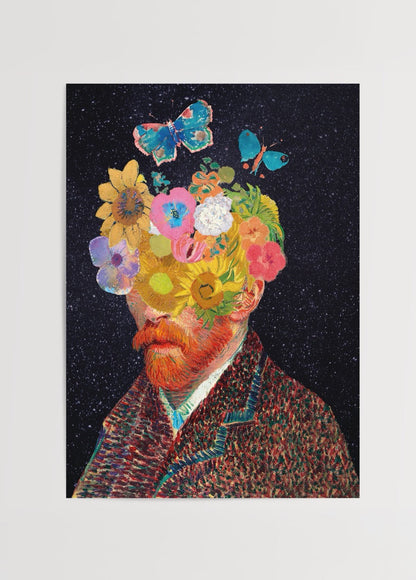 Illustrative art print featuring a floral mindscape with vibrant colours and intricate details.