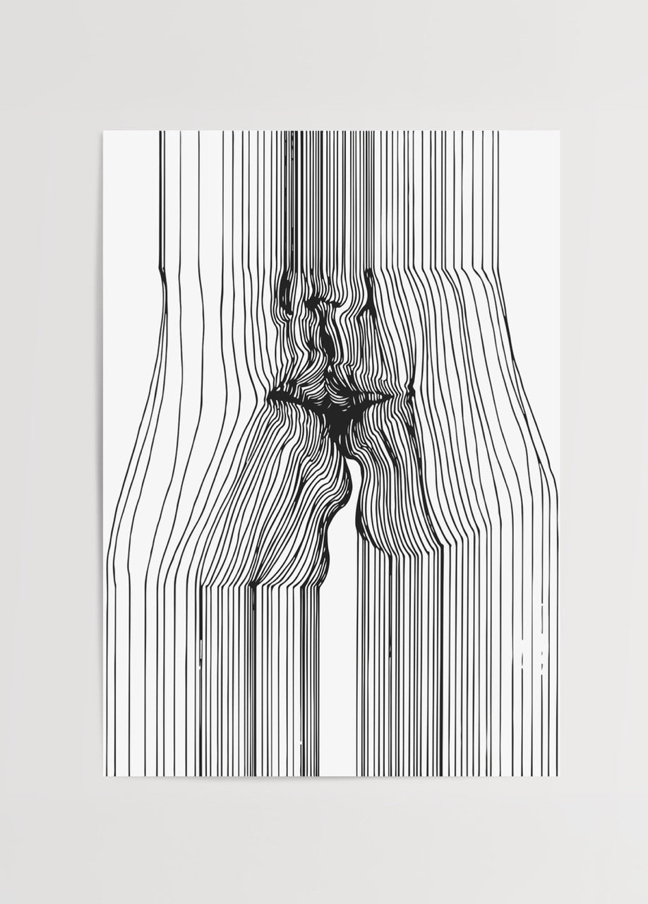 Minimalist kiss illustration in lines, perfect for modern wall art.