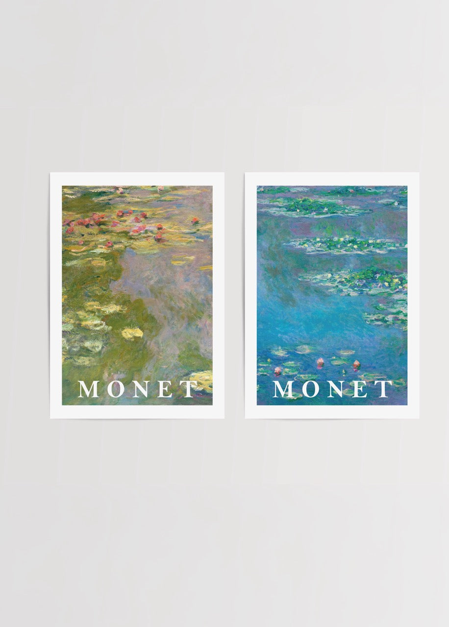 Serene Water Lilies Diptych featuring tranquil floral designs.