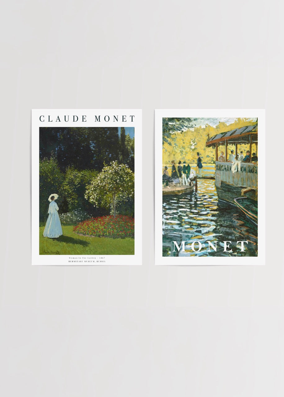 A duo of posters showcasing serene garden and water reflections, perfect for wall art lovers.
