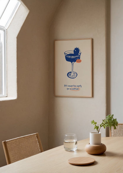 Playful cocktail poster featuring a vibrant cocktail glass and text, perfect for home decor.