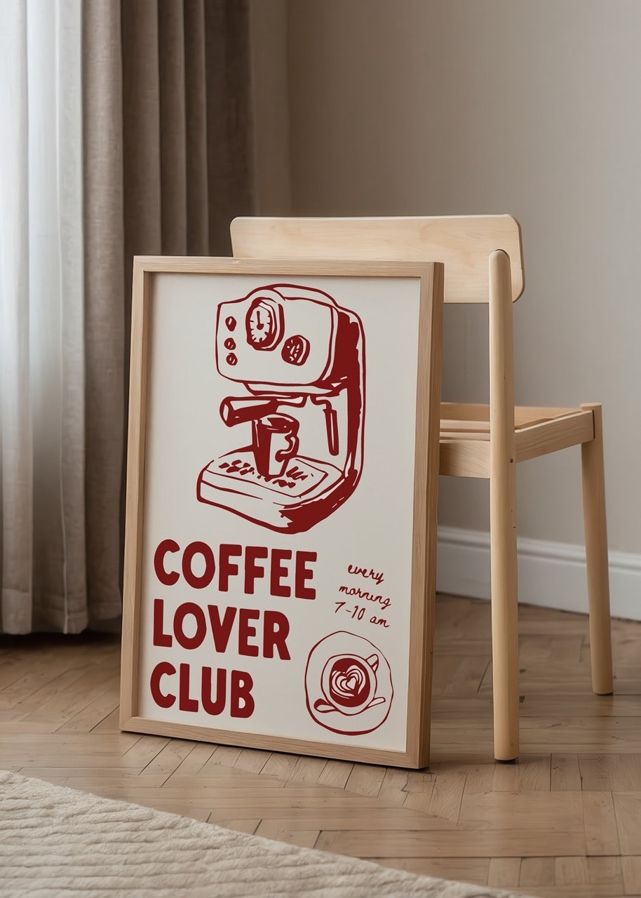 A vibrant illustration of an espresso machine with coffee lover&