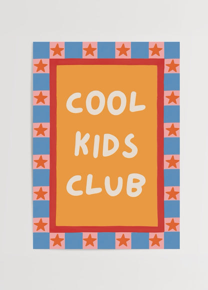 Cool Kids Club Poster Print featuring a playful design with stars and vibrant colours.