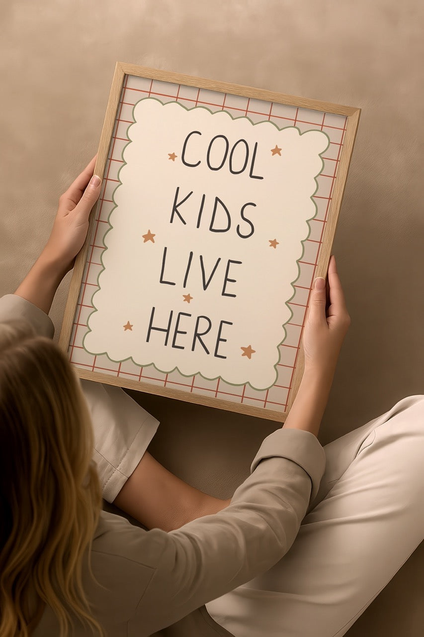 ‘Cool Kids Live Here’ Poster Print featuring playful typography