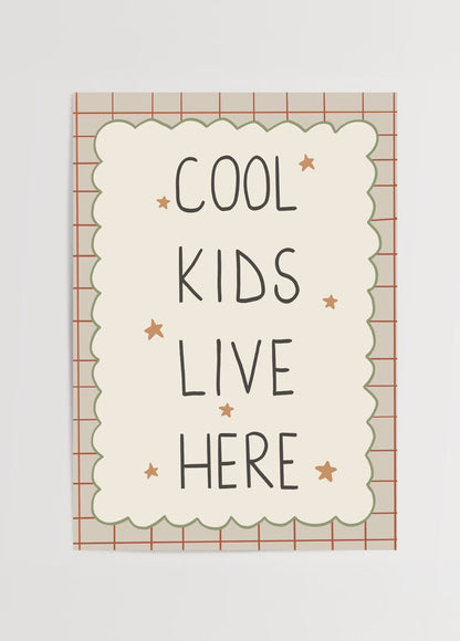 ‘Cool Kids Live Here’ Poster Print featuring playful typography