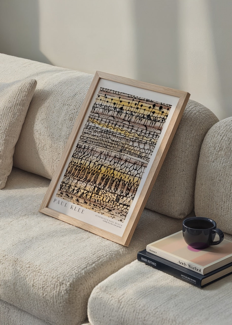 Paul Klee Cooling in a Hot Zone Garden art poster with intricate patterns.