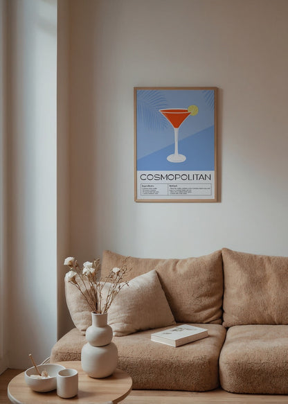 Chic Cosmopolitan cocktail art print with vibrant design