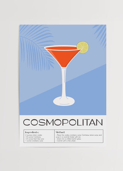 Chic Cosmopolitan cocktail art print with vibrant design