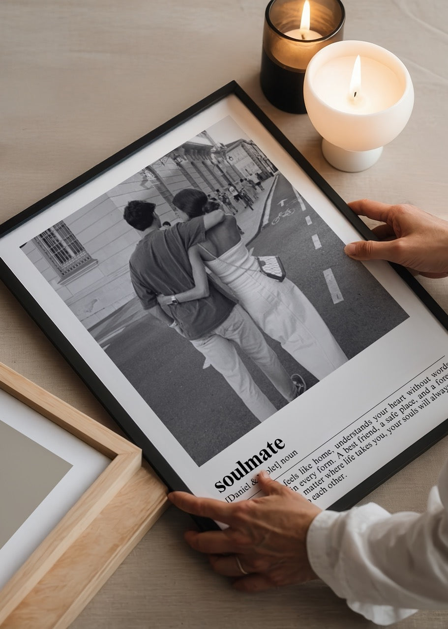 Eternal Connection wall art featuring a couple embracing on a street.