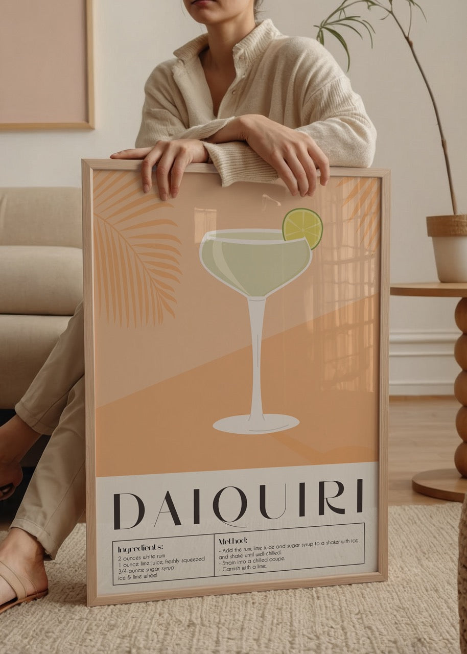Illustration of a refreshing daiquiri cocktail with lime.