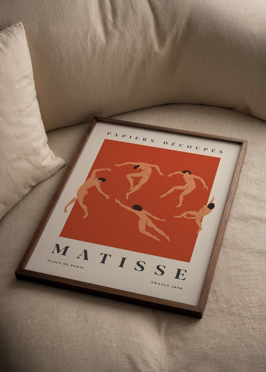 Dynamic wall art print featuring dancing figures in vibrant hues.