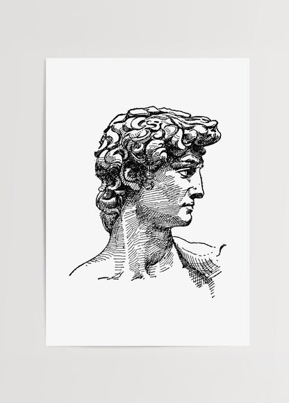 Classic sculpture sketch art print showcasing detailed profile.