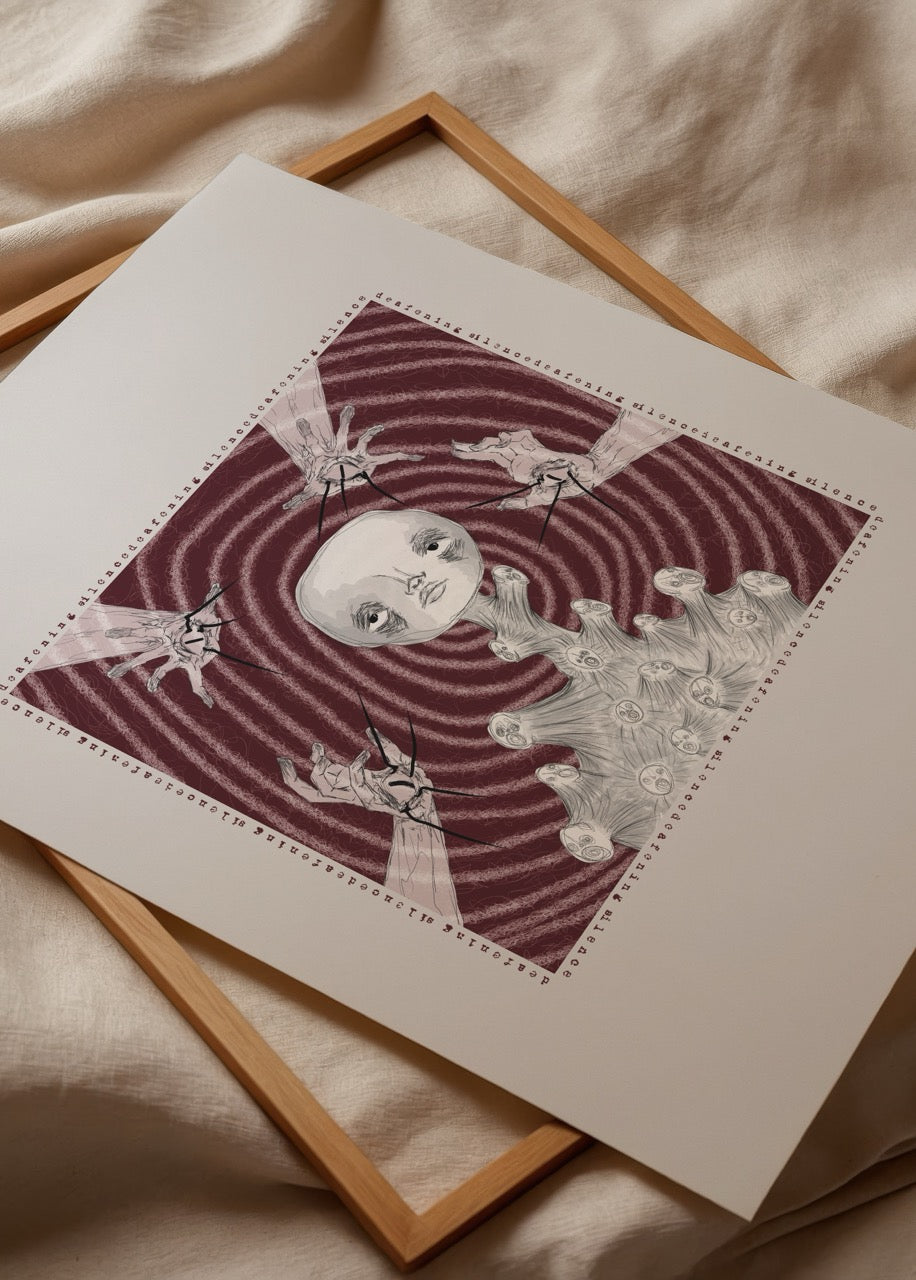 d e a f e n i n g s i l e n c e poster print featuring intricate illustrations.