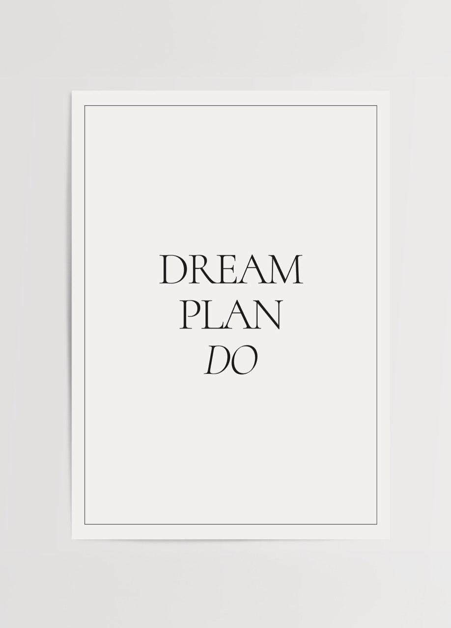 Inspire and Achieve Wall Art featuring bold typography on a minimalist background.