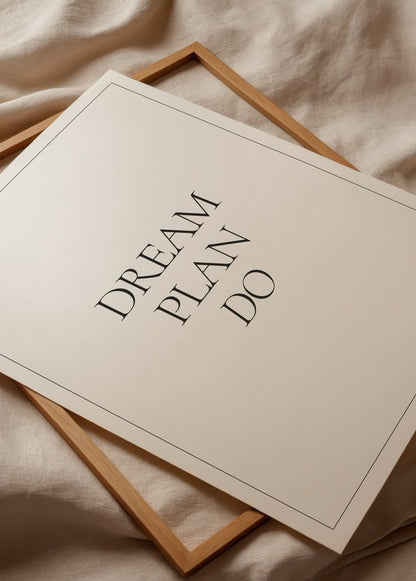 Inspire and Achieve Wall Art featuring bold typography on a minimalist background.