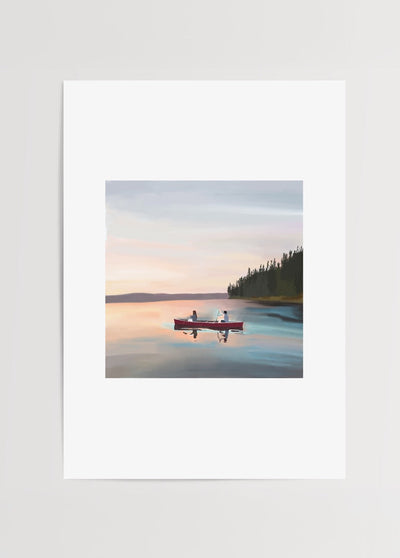 Sunset Over a Canoe Poster Print