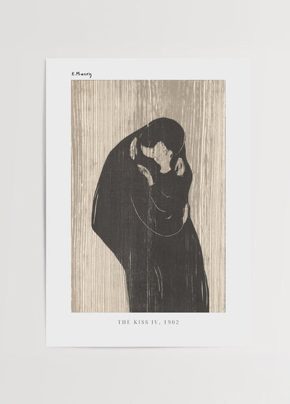 A modern art print depicting an intimate embrace, perfect for romantic wall decor.