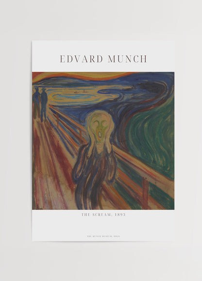 Art print of The Scream, featuring expressive colours and dramatic emotion.