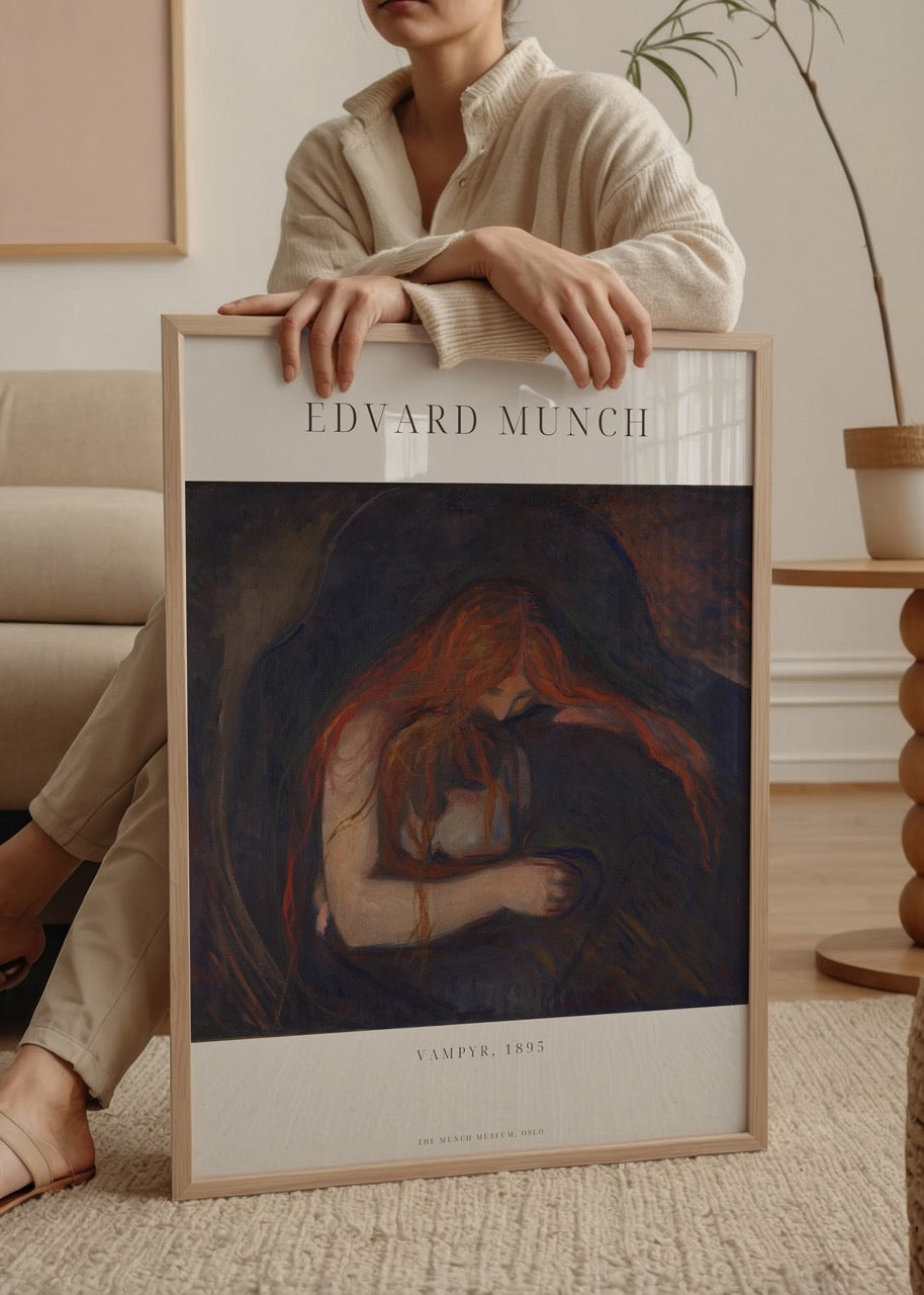A captivating art poster featuring The Enigmatic Embrace, rich in deep hues and evocative emotion.
