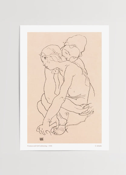 A line drawing of two figures embracing, showcasing intimacy and warmth.