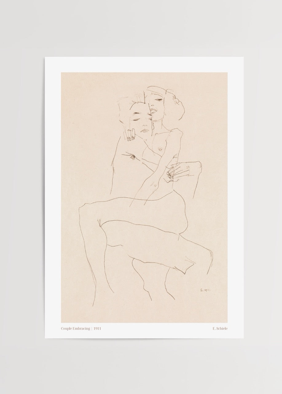 Artistic poster depicting two figures in an intimate embrace, ideal for stylish interiors.