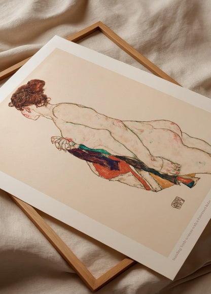 Elegant art poster featuring a graceful figure with a vibrant drape.