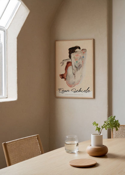 Abstract figurative art print featuring soft lines and warm tones.