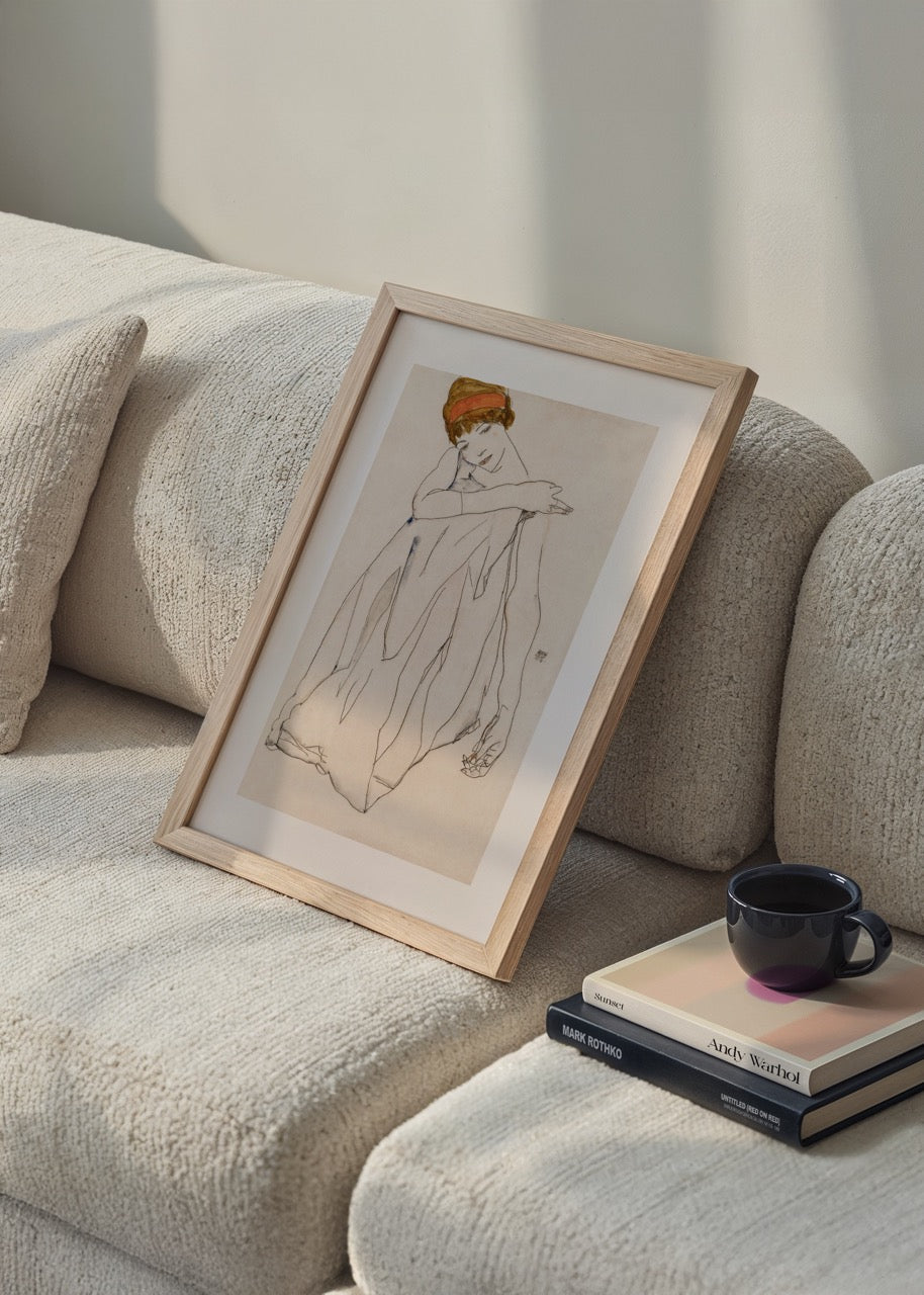 Elegant figure art print showcasing minimal lines and soft tones for stylish interiors.