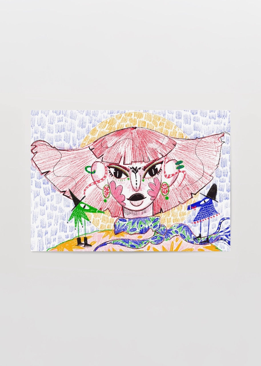 Vibrant illustration featuring bold colours and unique design for wall art.