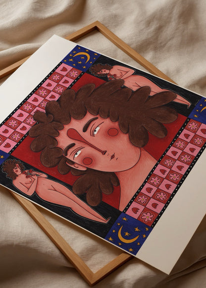 Vibrant Redface Poster Printing featuring bold colours and unique forms.
